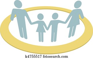 familia, círculo, gente, seguro, dentro, seguridad, anillo