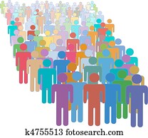 grande, multitud, muchos, diverso, colorido, gente, juntos