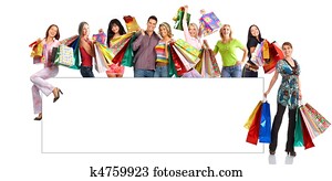 Happy shopping people