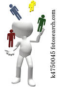 Juggler juggles human resources people staff Juggler juggles human resources people staff