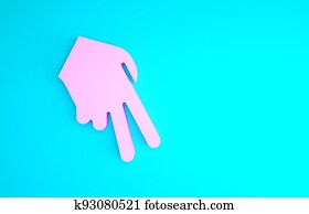 Pink Baseball glove icon isolated on blue background. Minimalism concept. 3d illustration 3D render
