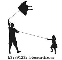 playing with kite silhouettes playing with kite silhouettes