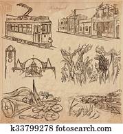 portugal., quadros, de, life., vetorial, pack.