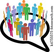 סוציאלי, תקשורת, אנשים, פנימי, הסתובב, בועה של נאום