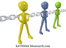 다양한, 사람, 일체가 되다, 에서, 강한, 체인 연결, 그룹