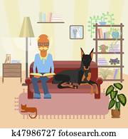 A senior man with dog A senior man with dog