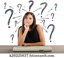 Businesswoman does the questions Businesswoman does the questions