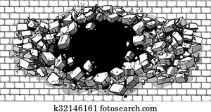 Hole Breaking Through Brick Wall Hole Breaking Through Brick Wall