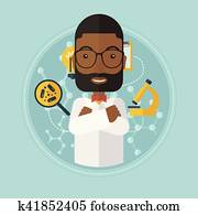 Male laboratory assistant vector illustration.