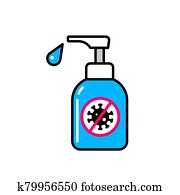 sanitizer, alkohol, gel, putzen, flasche, symbol sanitizer, alkohol, gel, putzen, flasche, symbol