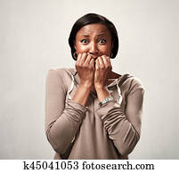 Scared black woman. Scared black woman.