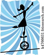 Silhouette of Woman balancing on un Silhouette of Woman balancing on un
