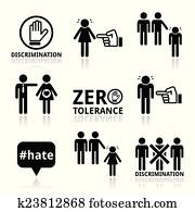 Stop discrimination icons set