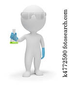 3d, קטן, אנשים, -, מדען