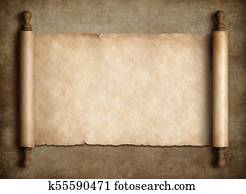 Ancient scroll parchment over old paper background Ancient scroll parchment over old paper background