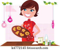 Cooking mother preparing christmas Cooking mother preparing christmas