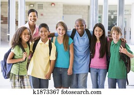 Elementary school class with teacher Elementary school class with teacher