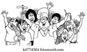 pessoas, anunciando, um, piquenique