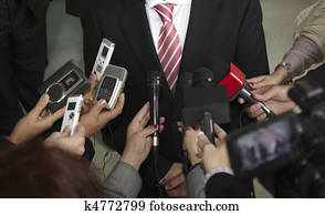 reunião negócio, conferência, jornalismo, microfones