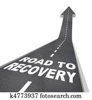 Road to Recovery Words on Pavement - Up Arrow Road to Recovery Words on Pavement - Up Arrow