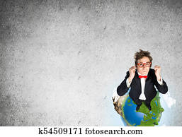 zakenman, op, aardebol