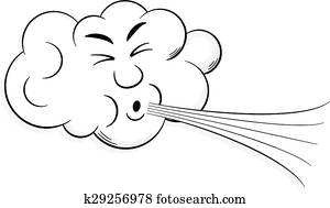cartoon cloud blows wind cartoon cloud blows wind