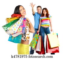 glad, shopping, folk