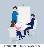 pessoas negócio, é, trabalhando, e, apresentação