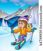 Skiing boy in mountains Skiing boy in mountains