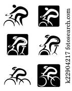 Spinning cycling icons Spinning cycling icons