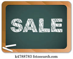venta, escrito, en, pizarra, con, chalk.