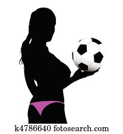 vrouwenholding, de, bal, in, zijn, hand