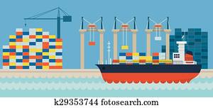 배, 항구, 뱃짐, 선박