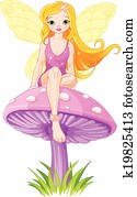Cute Fairy on the Mushroom Cute Fairy on the Mushroom