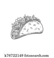 Fried tortilla isolated tacos burritos food snack Fried tortilla isolated tacos burritos food snack