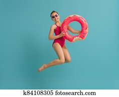 Happy child wearing swimsuit Happy child wearing swimsuit