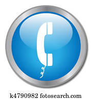 Image of a phone icon on a blue button. Image of a phone icon on a blue button.