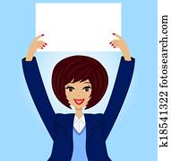 mulher, com, um, limpo, tabela, em, mãos