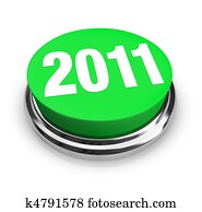 Round Green Button - 2011 New Year