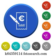 Signing Euro cheque beveled buttons