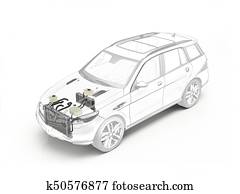 Suv cutaway showing cooling system. Suv cutaway showing cooling system.