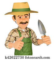 3D Gardener with a small spade 3D Gardener with a small spade
