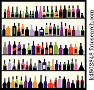 alkohol, flaschen, auf, wand alkohol, flaschen, auf, wand