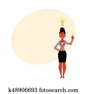 Black, African American businesswoman having idea, inspiring thought, business insight