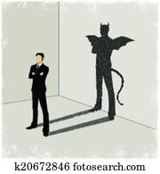Gentleman casting shadow of evil Gentleman casting shadow of evil