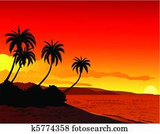 illustration of tropical beach illustration of tropical beach