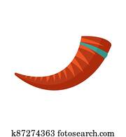 Jewish horn icon, flat style Jewish horn icon, flat style