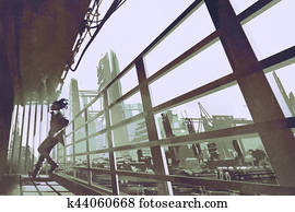 the man standing in a building industry construction the man standing in a building industry construction
