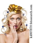 woman with christmas tree hair