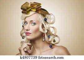 woman with christmas tree hair